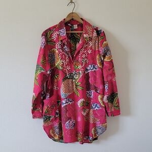ANU Fuchsia Pink Embroidred Floral Tunic Size XL